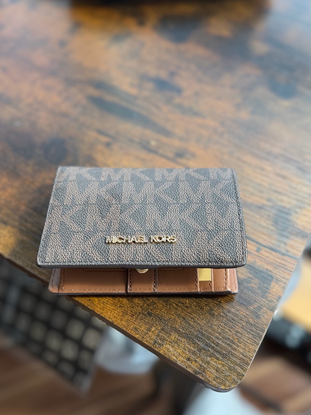 Michael Kors Signature Logo Compact Wallet – Brown
